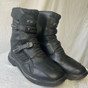 TC Black Rugged Leather Boots with Straps